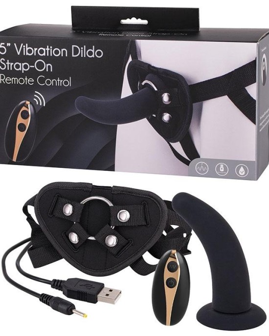 5 Inch Vibration Dildo Strap-On - Black