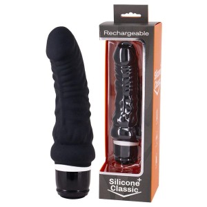 Silicone Classic Waterproof Black Vibrator