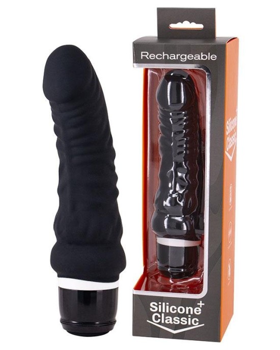 Silicone Classic Waterproof Black Vibrator