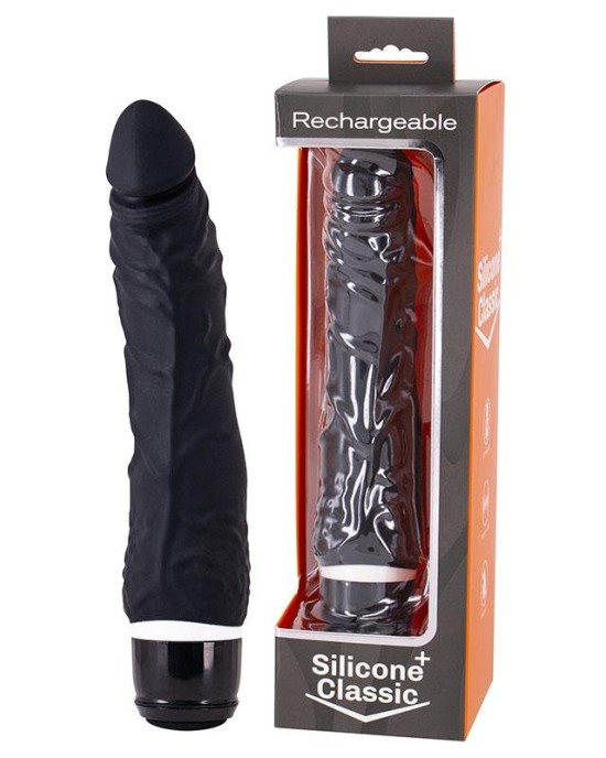 Silicone Classic Black Rechargeable Vibrator