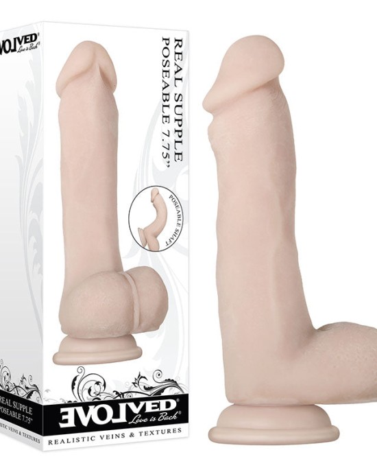 Evolved Real Supple Poseable 7.75 Inch Flesh Dong