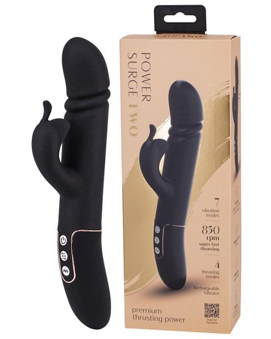 Power Surge Two Thrusting Rabbit Vibrator - Black