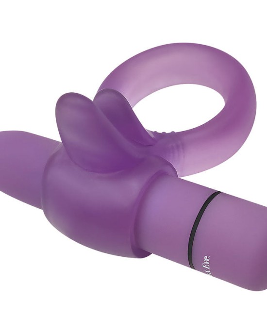 Adam & Eve Vibrating Clitoral Tongue Cock Ring - Purple