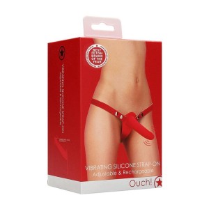 Ouch! Vibrating Red 6.3 Inch Strap-On