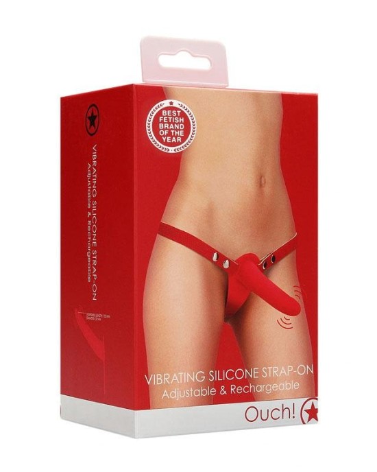 Ouch! Vibrating Red 6.3 Inch Strap-On