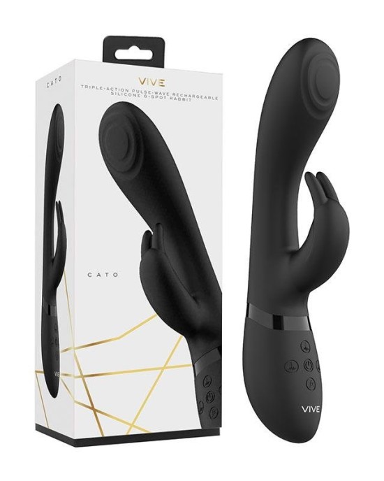 Vive Cato Pulsating Tip Rabbit Vibrator - Black