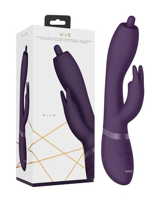 Vive Nilo Swirling Tip Rabbit Vibrator - Purple