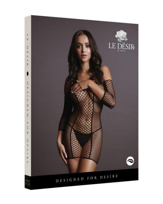 LE DESIR Duo Net Sleeved Mini Dress - Black - OS