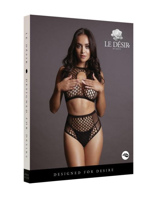 Le Desire Bliss Duo Net Key-Hole Bra Set - Black - OS