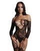 LE DESIR Criss Cross Neck Bodystocking - Black - One Size