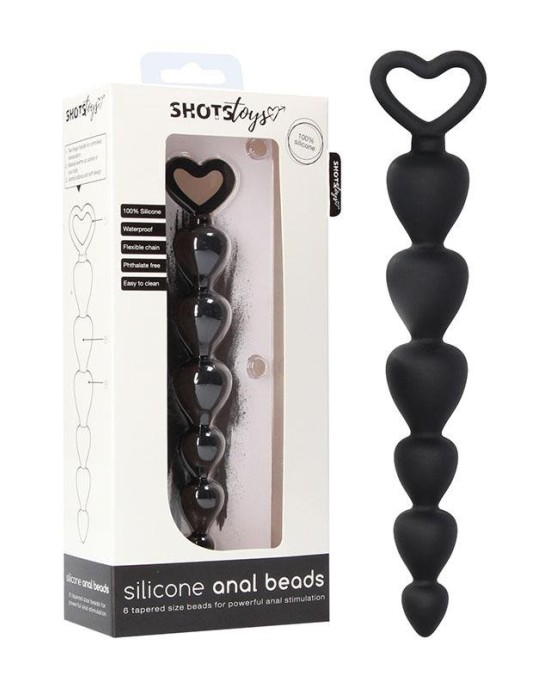 Shots Silicone Black 17.5cm Anal Beads