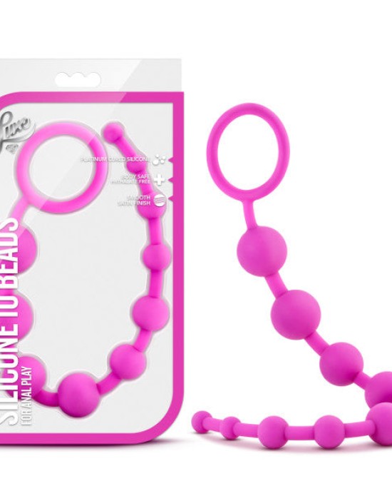 Luxe - Silicone 10 Beads - Pink 12.5 Inch Anal Beads