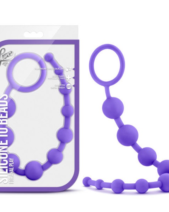 Luxe - Silicone 10 Beads - Purple 12.5 Inch Anal Beads