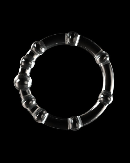 Power Plus Triple Beaded Clear Cock Rings - Set of 3