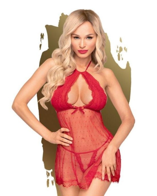 Penthouse LIBIDO BOOST - Red Point D'Esprit Babydoll - L/XL