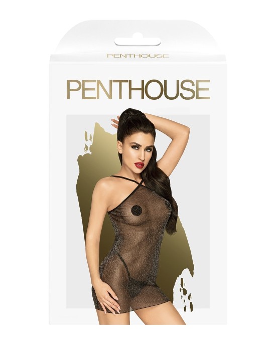 Penthouse BOMBSHELL - Black Shimmer Mini Dress L/XL