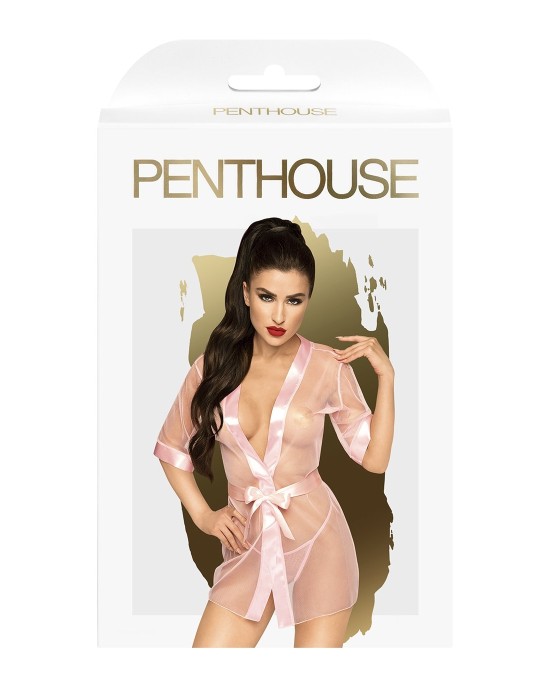 Penthouse MIDNIGHT MIRAGE - Light Pink Mesh Kimono  S/L