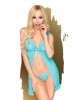 Penthouse AFTER SUNSET - Turquoise Ruffle Babydoll - L/XL