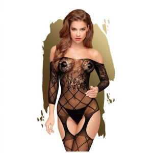 Penthouse TOP-NOTCH - Black Long Sleeved Lace  Bodystocking - S/L