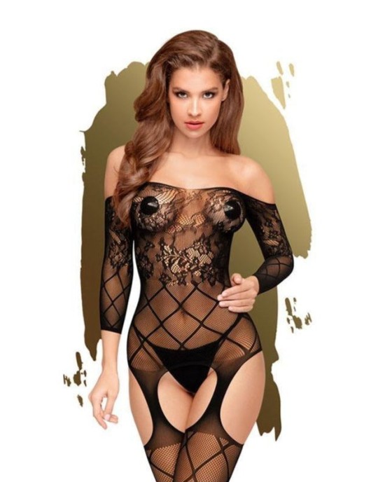 Penthouse TOP-NOTCH - Black Long Sleeved Bodystocking - XL