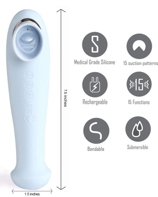 Maia DESTINY 3-in-1 Tongue Flickering Stimulator with Suction - Blue