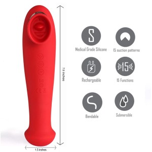 Maia DESTINY 3-in-1 Tongue Flickering Stimulator with Suction - Red