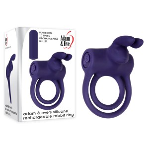 Adam & Eve Rabbit Vibrating Cock & Balls Ring - Blue