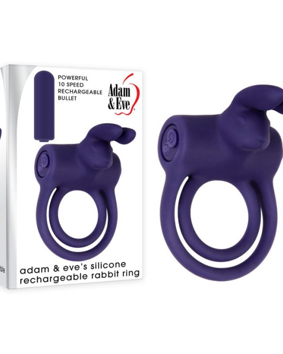 Adam & Eve Rabbit Vibrating Cock & Balls Ring - Blue