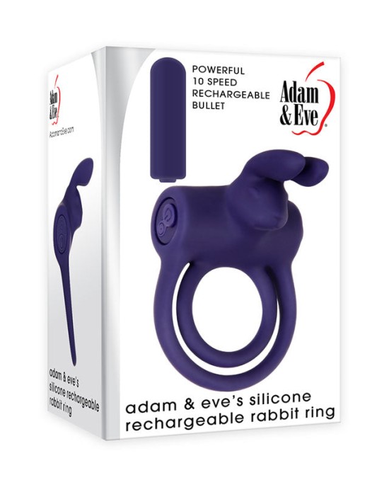 Adam & Eve Rabbit Vibrating Cock & Balls Ring - Blue