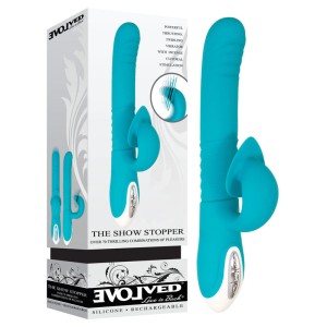 Evolved The Show Stopper Thrusting Rabbit Vibrator - Teal