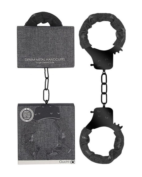 Ouch! Denim Metal Handcuffs - Black