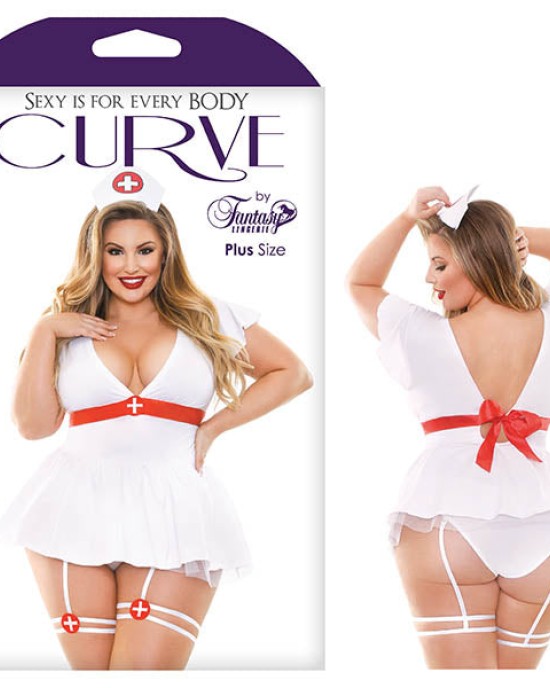 Curve Bedside Nurse Costume Set - White 3X/4X