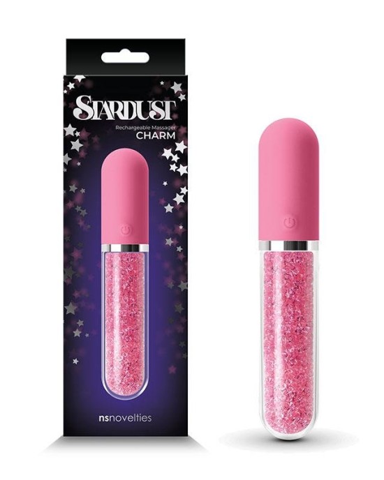 Stardust - Charm - Pink Glass Vibrator