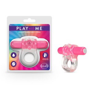 Play With Me Teaser Vibrating C-Ring - Clear/Pink