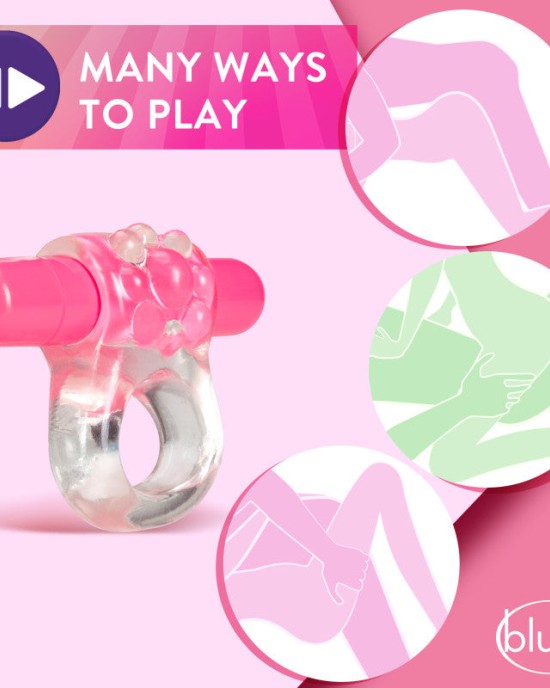 Play With Me Teaser Vibrating C-Ring - Clear/Pink