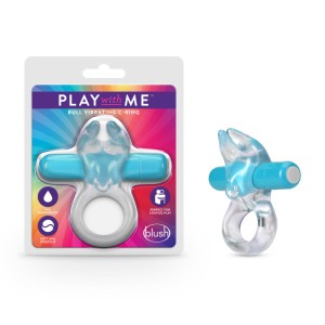 Play With Me Bull Vibrating C-Ring - Clear/Blue