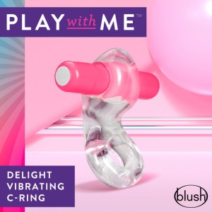 Play With Me Delight Vibrating C-Ring - Clear/Pink