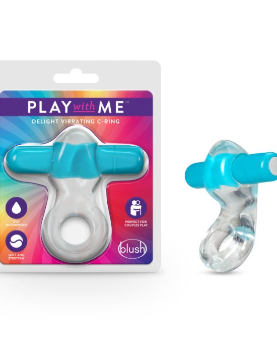 Play With Me Delight Vibrating C-Ring - Clear/Blue