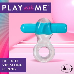 Play With Me Delight Vibrating C-Ring - Clear/Blue