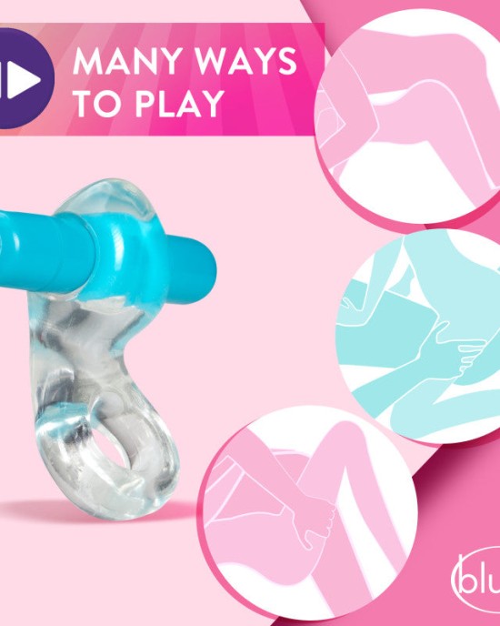 Play With Me Delight Vibrating C-Ring - Clear/Blue