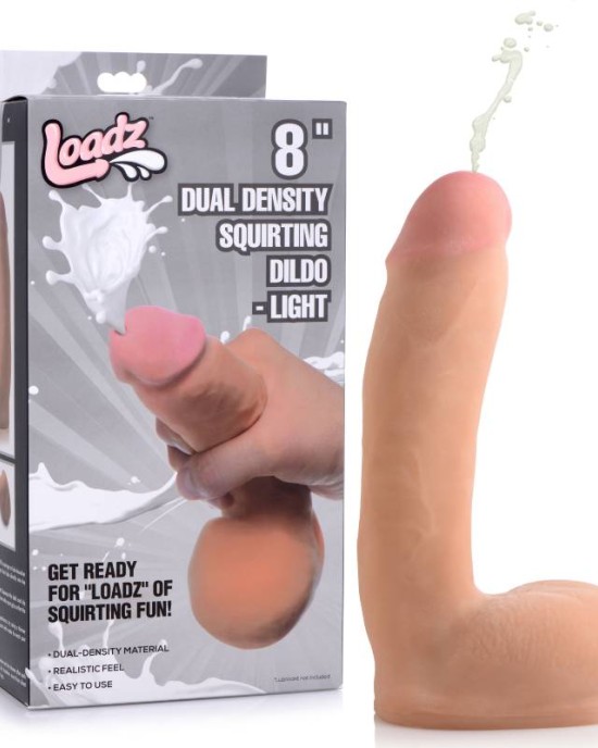 Loadz 8 Inch Dual Density Squirting Dildo - Flesh