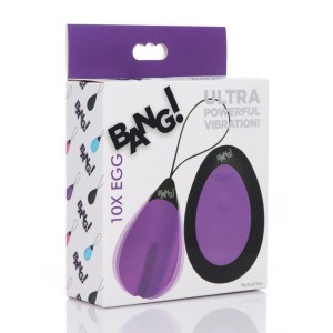 Bang! 10X Vibrating Egg with Wireless Remote - Purple Remote