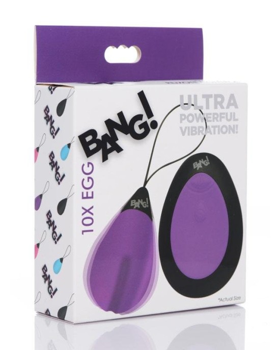 Bang! 10X Vibrating Egg with Wireless Remote - Purple Remote