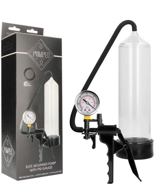 Pumped Elite Beginner Pump with PSI Gauge - Clear