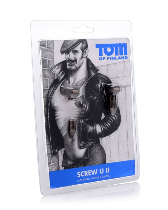 Tom Of Finland Screw U II - Metal Magnetic Nipple Clamps - Set of 2