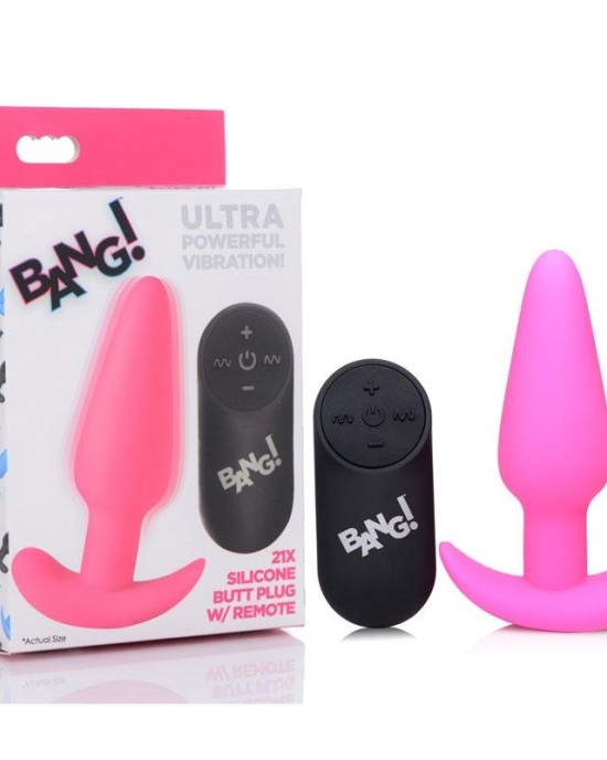 Bang! 21X Silicone Butt Plug with Remote - Pink