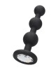 OUCH! Silicone Beaded Diamond Butt Plug - Black with Gem Base