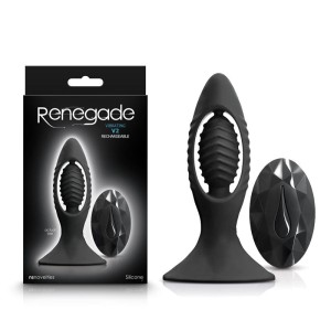 Renegade V2 - Black - Black 11.2cm Vibrating Butt Plug with Remote