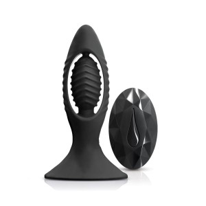 Renegade V2 - Black - Black 11.2cm Vibrating Butt Plug with Remote