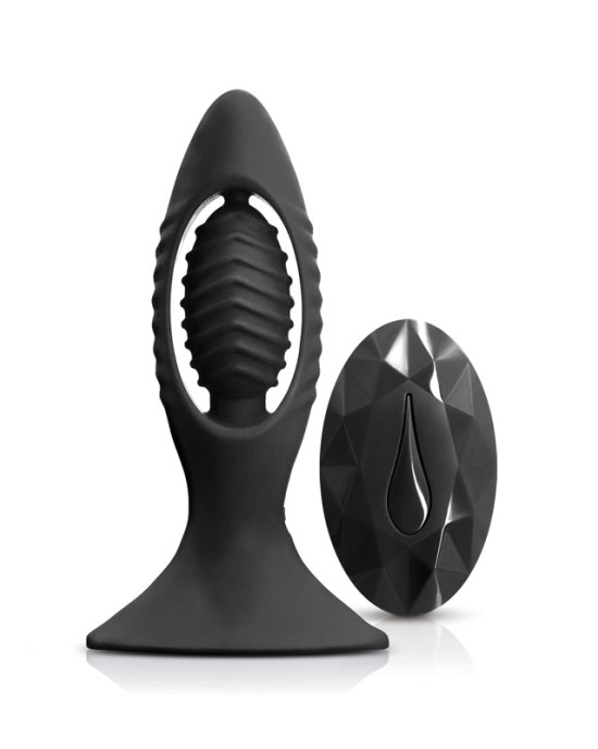 Renegade V2 - Black - Black 11.2cm Vibrating Butt Plug with Remote